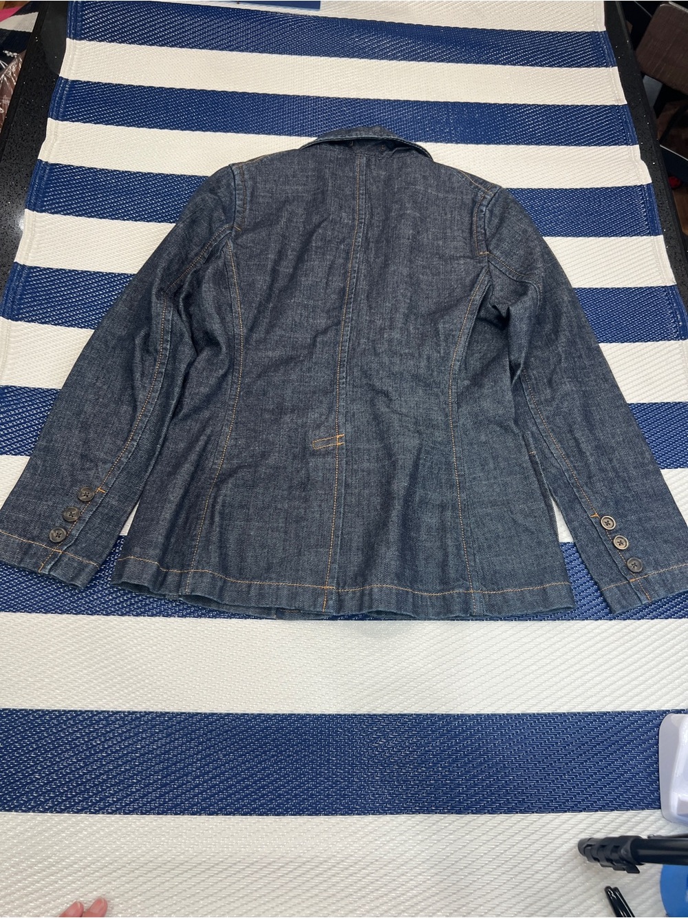 GAP Dark Wash Denim Blazer Jacket Women’s Structured Jean Jacket Sz 8 - Picture 2 of 11